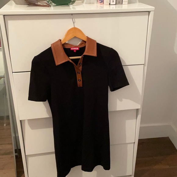 STAUD Jay Polo Dress with faux leather collar Size XS - Picture 6 of 15